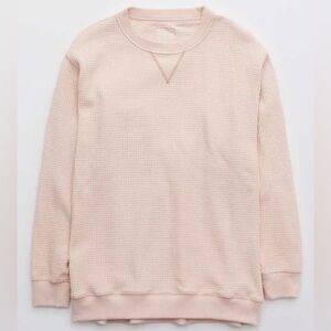 AERIE Crew Neck Waffle Knit Sweatshirt
